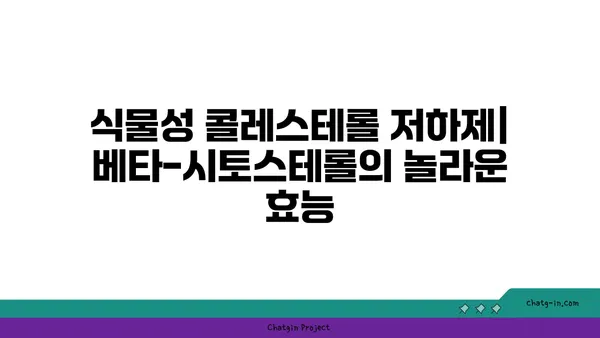 베타-시토스테롤| 식물성 콜레스테롤 저하제의 효과와 활용 | 건강, 식단, 콜레스테롤 관리