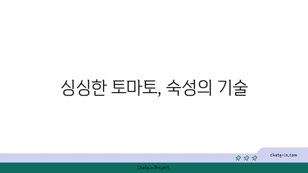 토마토 숙성| 완벽한 붉은색과 달콤한 맛으로 변신시키는 6가지 비법 | 토마토 숙성, 맛있게 익히기, 빨갛게 익는 토마토