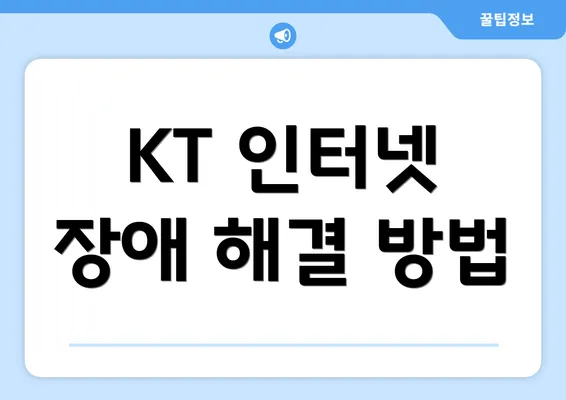 KT 인터넷 장애 해결 방법