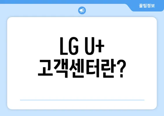 LG U+ 고객센터란?