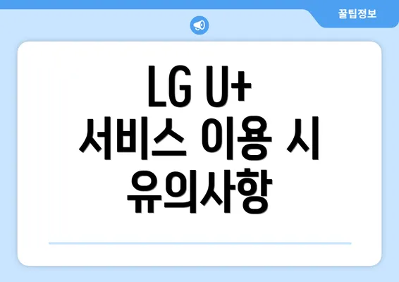 LG U+ 서비스 이용 시 유의사항