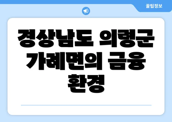 경상남도 의령군 가례면의 금융 환경