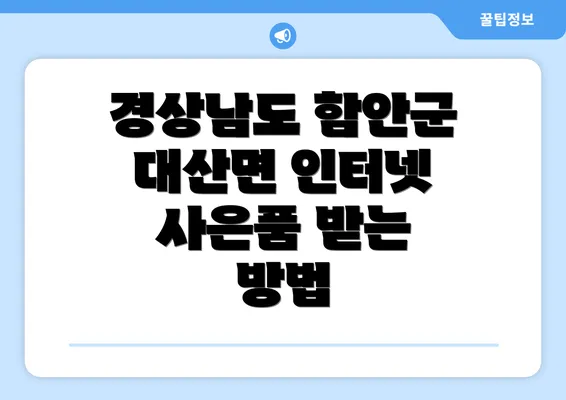 경상남도 함안군 대산면 인터넷 사은품 받는 방법