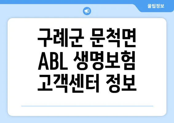 구례군 문척면 ABL 생명보험 고객센터 정보