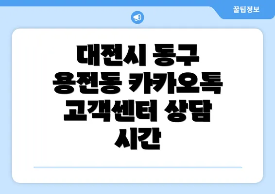 대전시 동구 용전동 카카오톡 고객센터 상담 시간