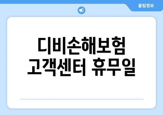 디비손해보험 고객센터 휴무일