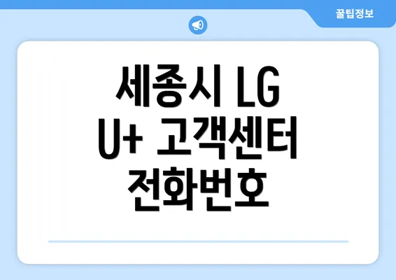 세종시 LG U+ 고객센터 전화번호