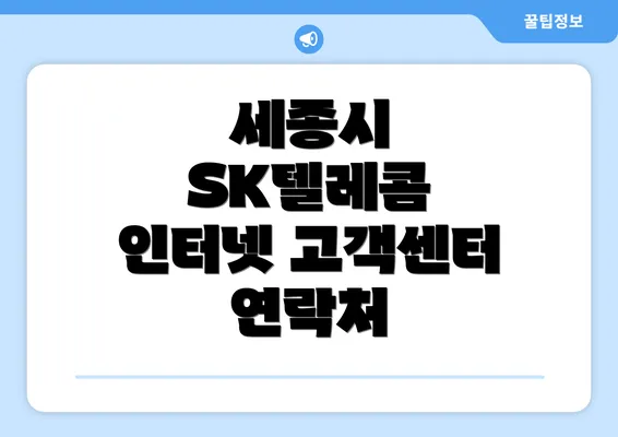 세종시 SK텔레콤 인터넷 고객센터 연락처