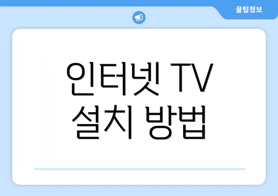 인터넷 TV 설치 방법