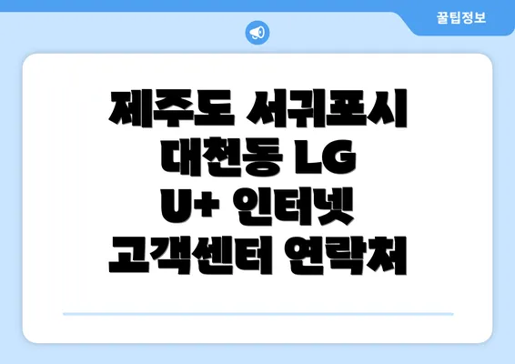 제주도 서귀포시 대천동 LG U+ 인터넷 고객센터 연락처