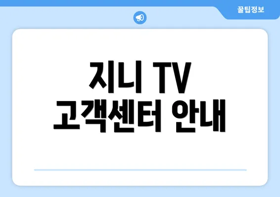 지니 TV 고객센터 안내