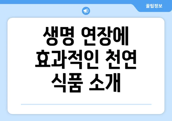 생명 연장에 효과적인 천연 식품 소개