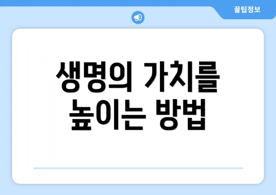 생명의 가치를 높이는 방법