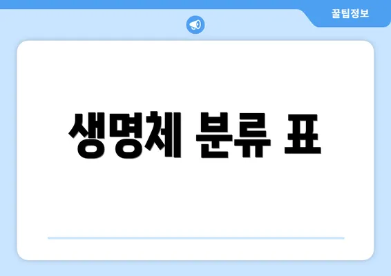 생명체 분류 표
