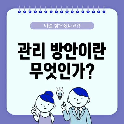 관리 방안이란 무엇인가?