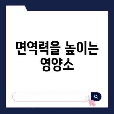 면역력을 높이는 영양소
