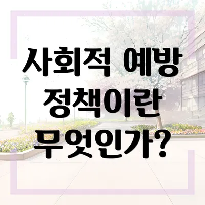 사회적 예방 정책이란 무엇인가?