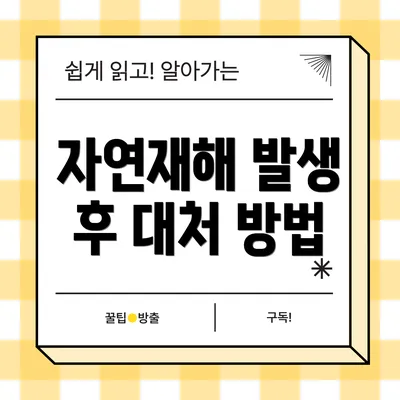 자연재해 발생 후 대처 방법