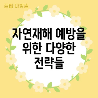 자연재해 예방을 위한 다양한 전략들