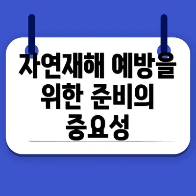 자연재해 예방을 위한 준비의 중요성