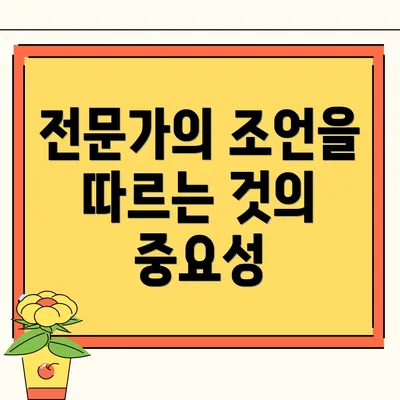 전문가의 조언을 따르는 것의 중요성