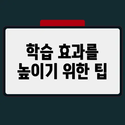 학습 효과를 높이기 위한 팁