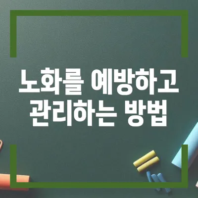 노화를 예방하고 관리하는 방법