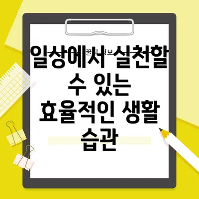 일상에서 실천할 수 있는 효율적인 생활 습관