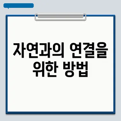 자연과의 연결을 위한 방법