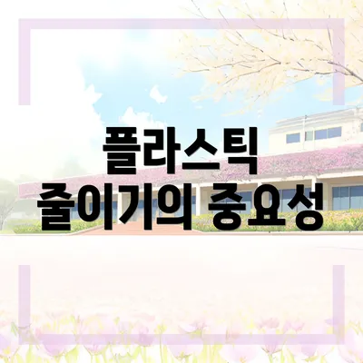 플라스틱 줄이기의 중요성